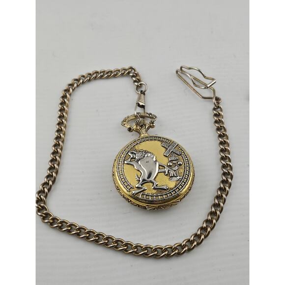 Vintage Armitron Acme Looney Tunes Tasmanian Devil Railroad Pocket Watch - Picture 3 of 8